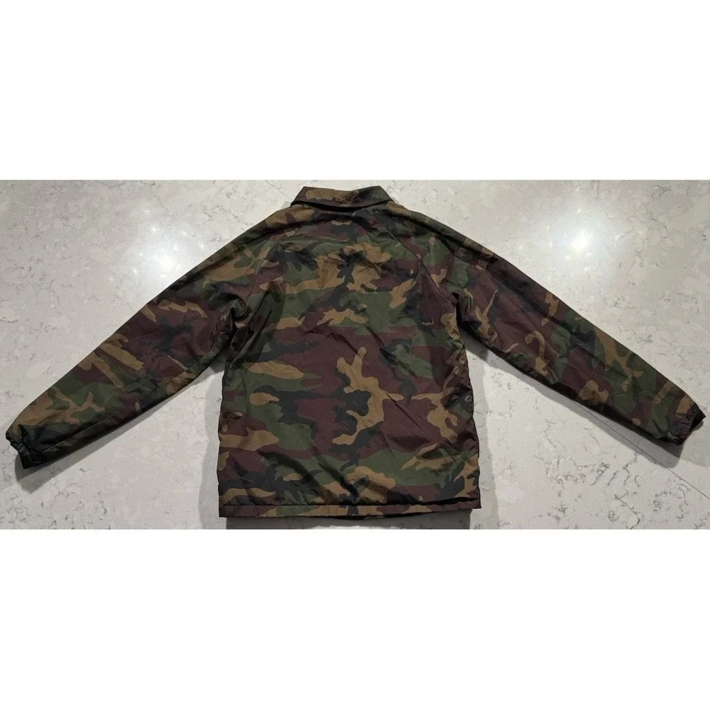 Vans Torrey Coaches Jacket Boys Medium Green Camo Snap Windbreaker Lightweight